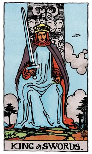 Karta Tarota Król Mieczy — Małe Arkana, żywioł Powietrze