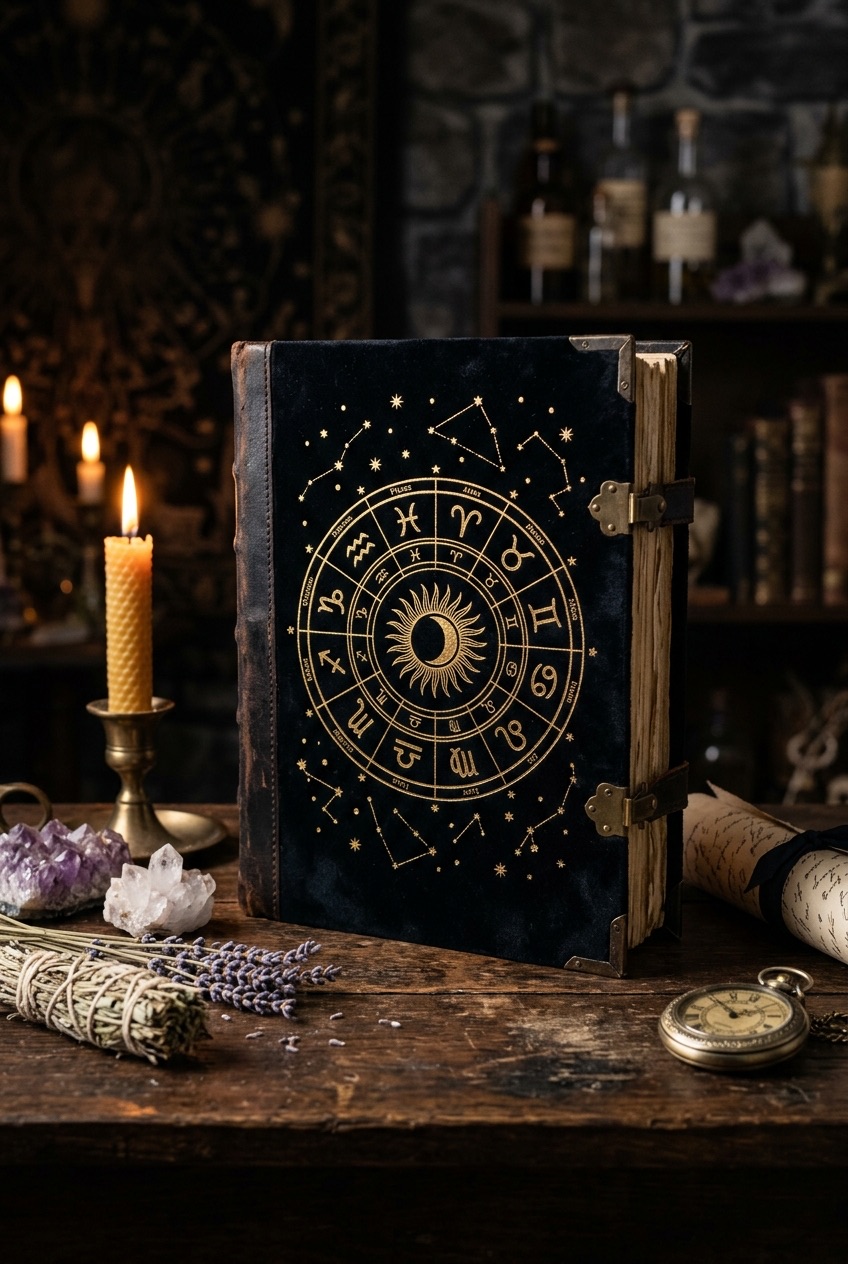 Portret Energetyczny Duszy – złoty zodiak, księga w stylu dark academia